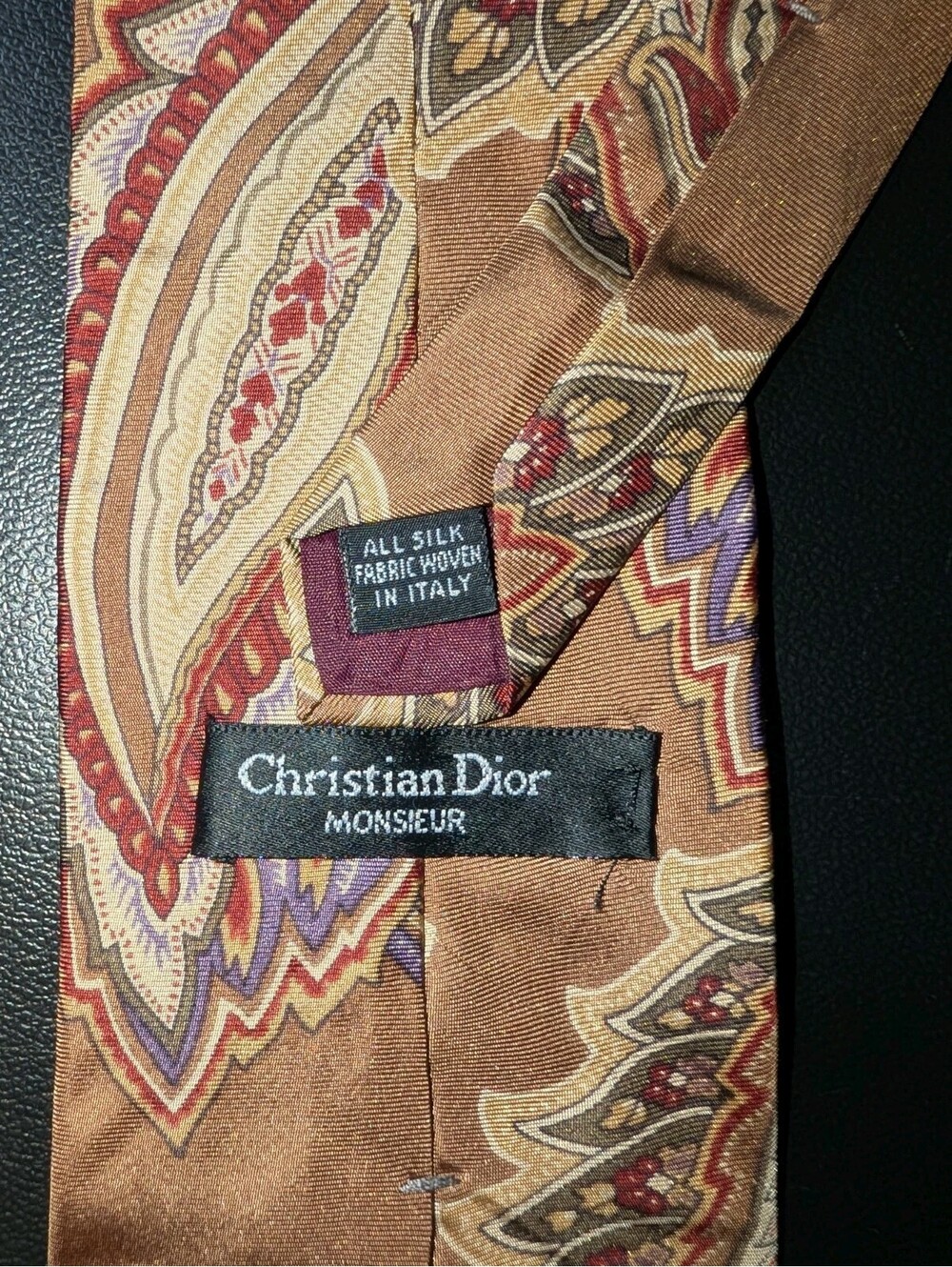 christian dior monsieur tie Brown Paisley Silk Italy